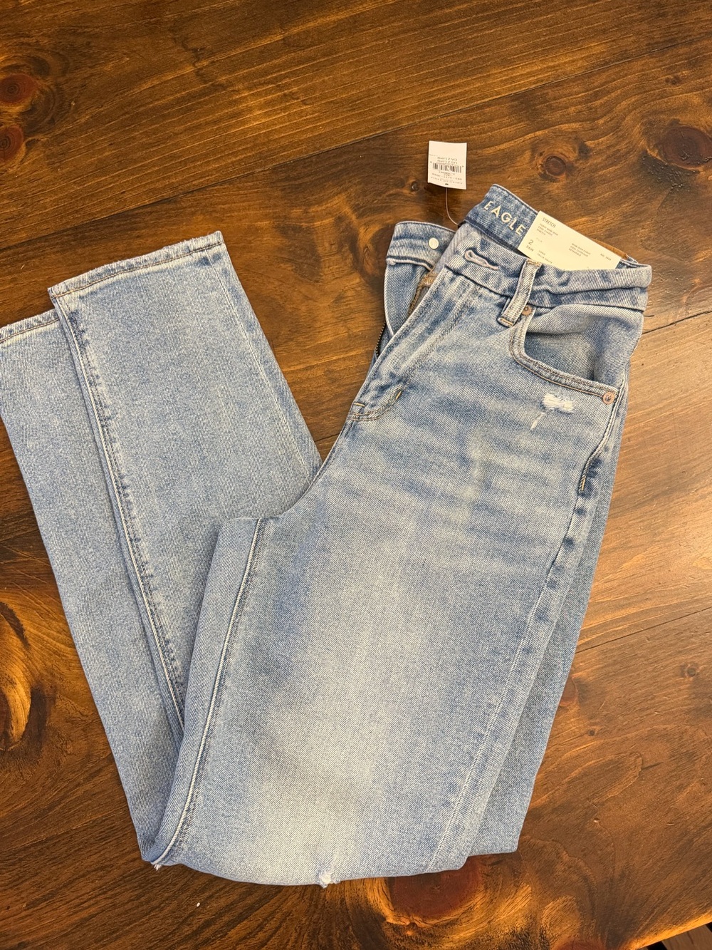 American Eagle Outfitters Curvy Mom Jeans Light Blue Straight Leg Stretch 26W